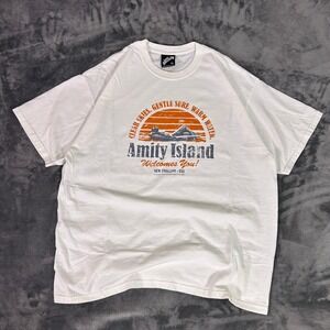 Last Exit to Nowhere Amity Island T-Shirt XL White Jaws Inspired Graphic Tee